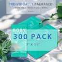 FUMMI 300 Pack Body Wipes Large Individually Packaged Bath Wipes for Adults, Travel, Gym, Camping, Elderly, Bedridden No Rinse, Moisturizing & Refreshing Clean (Textured)