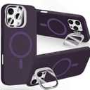 STERKER Designed for iPhone 16 Pro Case with Camera Invisible Stand [Lens Protector] [Compatible with MagSafe] Military Drop Protection Silicone Back Cover 6.3'', Purple