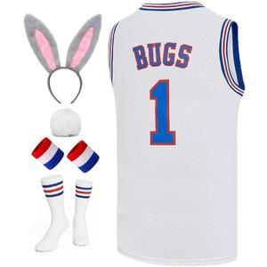 Mens Basketball Jersey Bugs #1 Lola #10 Space Movie Jersey Hip Hop Sports Shirt Halloween Party White SIZE L ( WHITE )