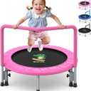 BCAN 36'' Toddler Trampoline, ASTM Certified - Kids Trampoline for Ages 1-6, Foam Handle & Safe Thickened Cover, Mini Trampolines for Kids Indoor, Easy to Assemble (Pink)