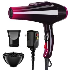 Professional Hair Dryer with Blue Light Far Infrared Negative Ionic 3500W Blow Dryer Fast Drying Heat Hairdryer Powerful Home Salon Hair Dryers with Attachment