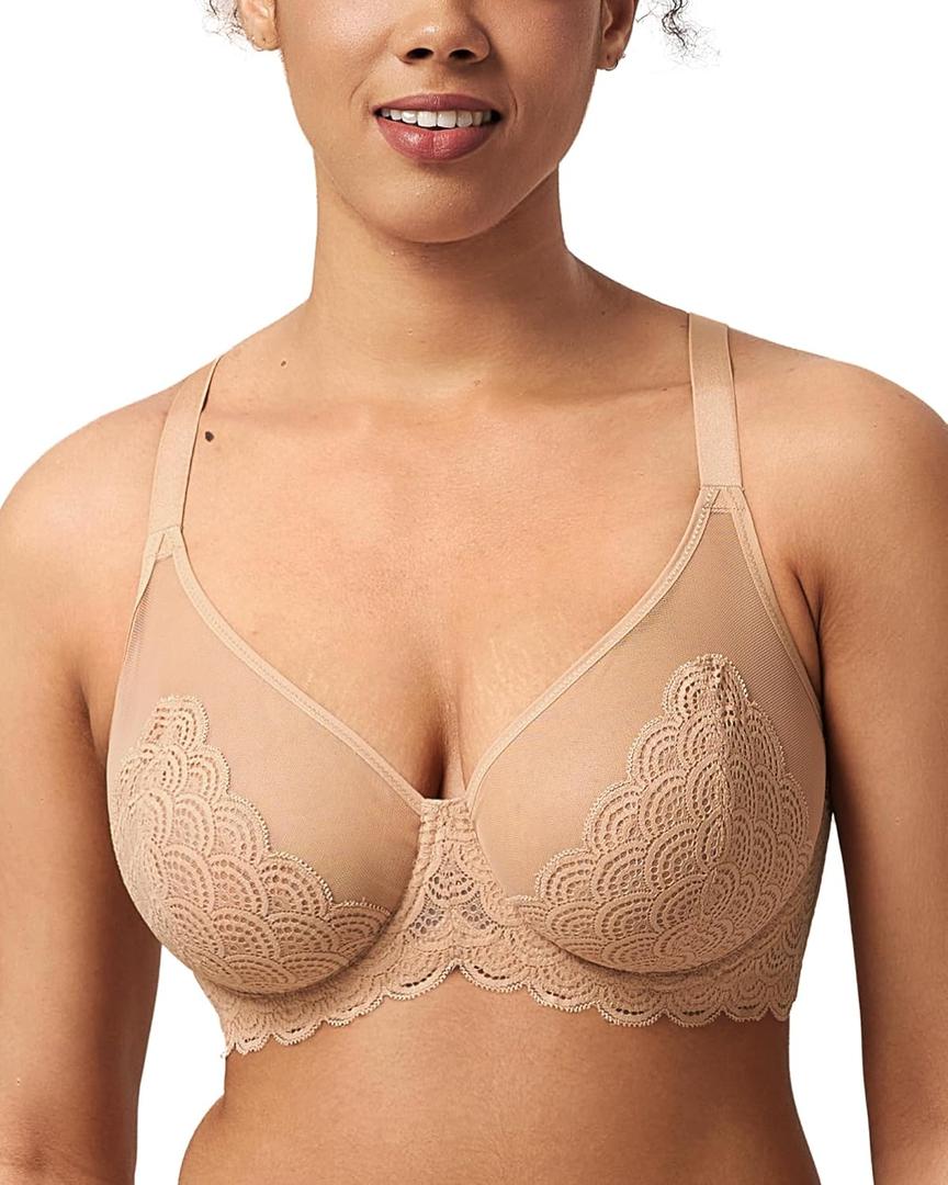 HSIA Minimizer Bras for Women Large Bust Full Coverage Lace Plus Size Bra - Mermaid Scales (L)