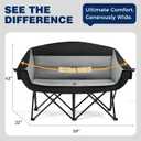 apollo walker Oversized Double Camping Chair for 2 Person - Extra Wide & Heavy Duty 600lbs Camp Couch with Dual Cup Holder & Carry Bag, Camping Loveseat for Outdoor, Lawn, Beach, Park, Double Regular