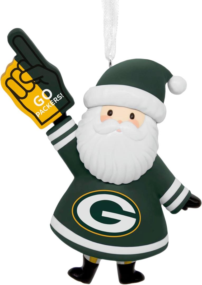Hallmark NFL Green Bay Packers Santa Fan Christmas Ornament, Gifts for Sports Fans