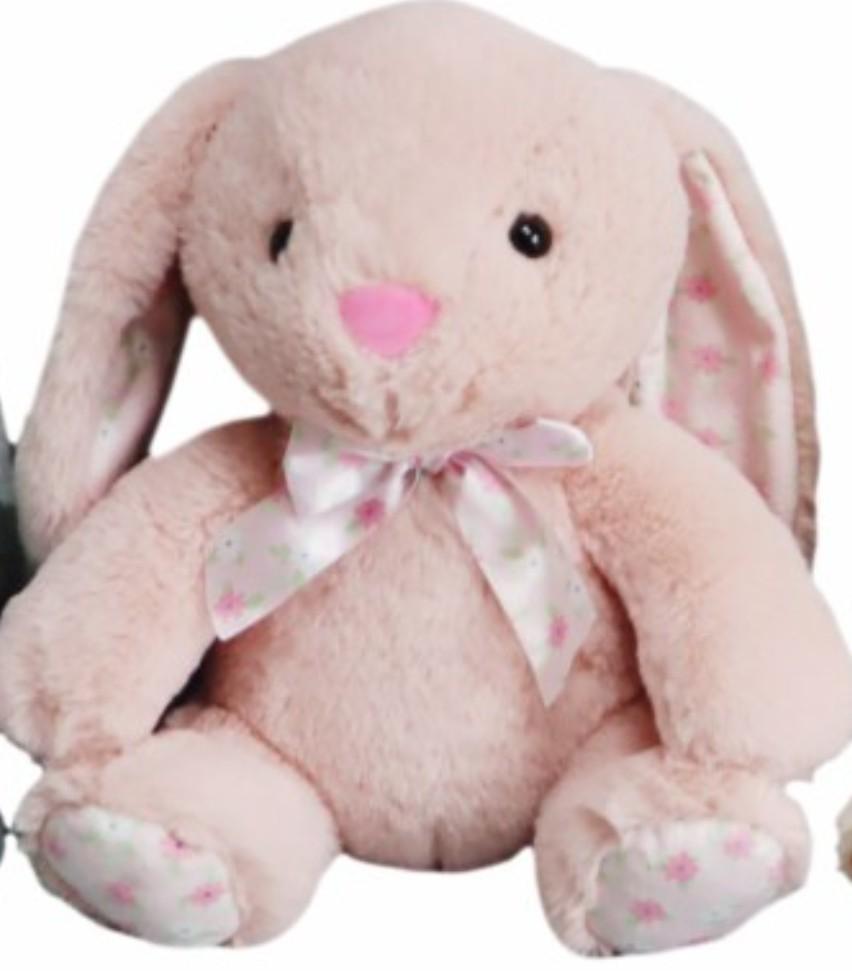 Holiday Home Pink Bunny with Ribbon Plush