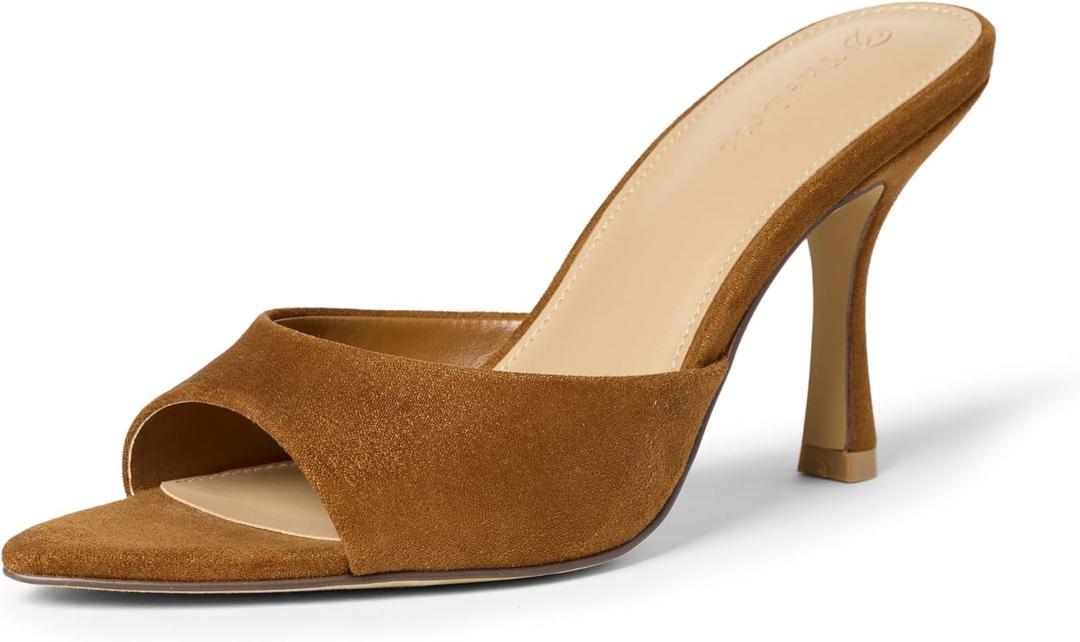 The Drop Women's Mandy Pointed-Toe Heeled Sandal (8, Cognac Micro)