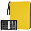 GERMUN 4 Pocket Card Binder, Premium Zip Trading Card Binder, 400 Double Sided Pocket PU Card Collection Binder, Collector Card Album, Card Folder for MTG, TCG, Sports Cards, Game Cards (Yellow)