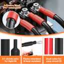 Kuject 220PCS Tinned Copper Wire Lugs Kit AWG 2/0 1/0 1 2 4 6 8 Gauge, Heavy Duty Battery Cable Lug Ends, Ring Terminal Connectors Assortment with 110PCS 3:1 Heat Shrink Tubing