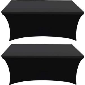Banquet Tables Pro 6 ft Black 2 Pack Stretch Tight Fit Spandex Rectangular Folding Tablecover for 30Wx72Lx30H Folding Patio Tables, Banquet,Party