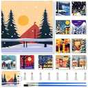 Nezyo 12 Sets Paint by Numbers with Frame for Adult Beginners Canvas, DIY Acrylic Paint by Number Canvas for Painting Party and Classroom Activity and Gift for Birthday, 8 x 8 Inch(Winter)