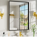 Black Vanity Wall Mirror, 22x 30 Inch Rectangular Bathroom Mirrors for Over Sink, Aluminum Metal Framed Mirror, Tempered Glass, Anti-Rust, Wall Farmhouse Mirrors (Horizontal/Vertical)