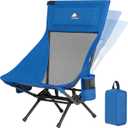 Armless Rocking Camping Chair for Adults, Portable Folding Outdoor Rocker with Spring-Action Technology, Heavy Duty Mesh Camp Chair for Fishing, Tailgating & Picnic, Supports up to 500 lbs, Blue