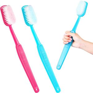 Ireer 2 Pieces Giant Toothbrush Prop Large Toothbrushes Big Brush Oversized Gag Novelty for Summer Halloween Costume Take Picture Comedy Party Favors Pet Grooming Brush(Blue, Pink)