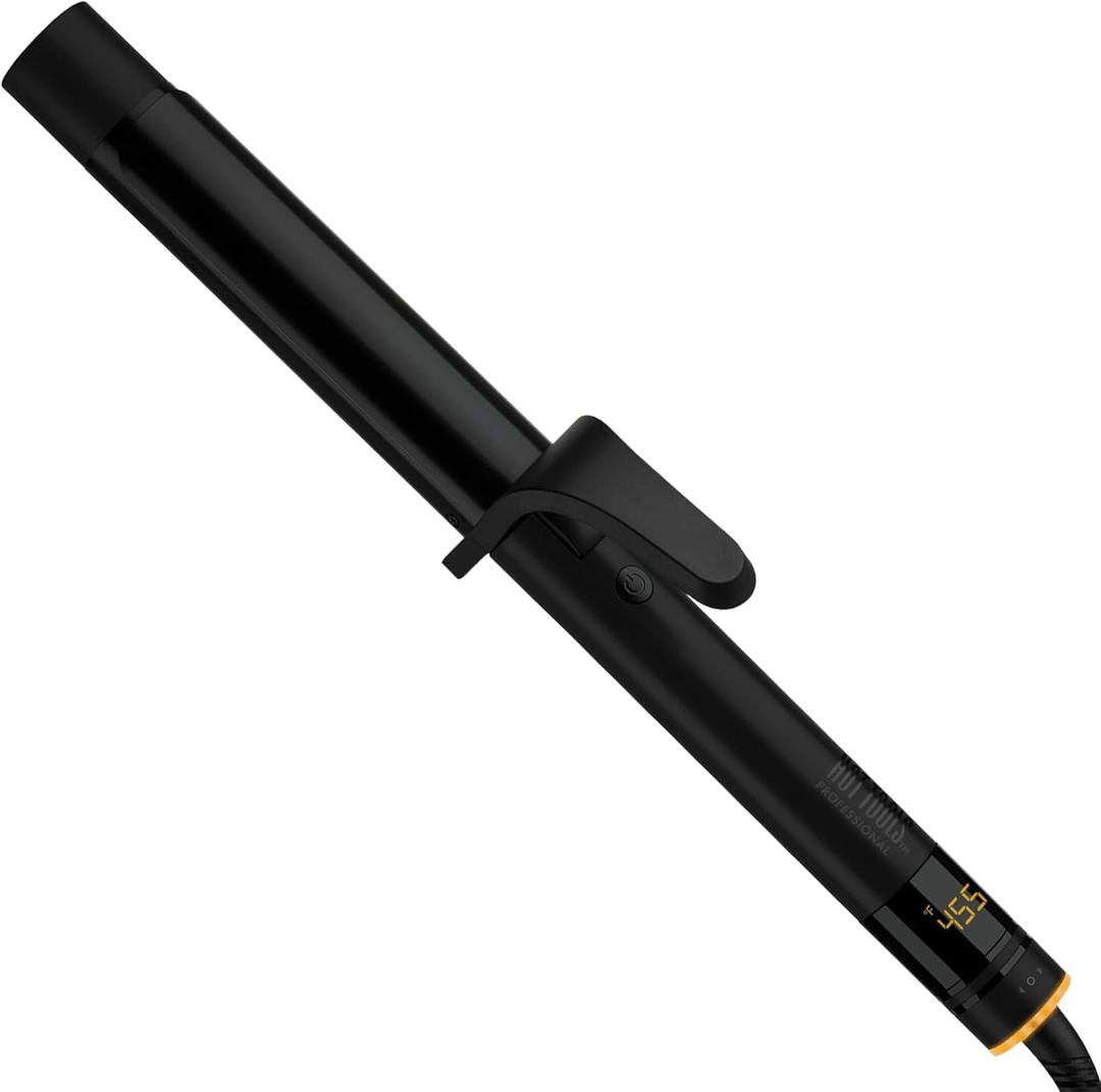 Hot Tools Pro Artist Black Gold Digital Salon Hair Curling Iron | Medium Loose Curls and Tousled Waves, (1-1/4 inch)