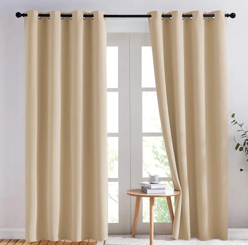 NICETOWN Biscotti Beige Blackout Curtains 84 inches Long for Bedroom - Thermal Insulated Solid Grommet Room Darkening Window Treatments Sound Reducing for Living Room (2 Panels, W52 x L84)