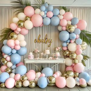 Pink Blue Balloon Garland Double Stuffed Pink Sand White Balloons Dusty Blue White Gold Balloon Arch Kit for Gender Reveal Birthday Baby Shower Wedding Party Decoration