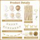 White and Gold Birthday Decorations for Women Girls, Gold White Sand Confetti Metallic Printed Balloon Butterfly Sticker Fringe Curtain Happy Birthday Banner Heart Garland Paper Pompom Party Supplies