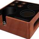 Espresso Tamping Station, Adjustable Height Tamper Station, Multifunctional Espresso Station Fit for 51-58mm Espresso Accessories, Wooden Tamper Station, 9 in 1 Tamping Station (Upgraded Red, 51mm-58mm)