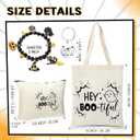 Paterr 4 Pcs Halloween Boo Basket Gift Spooky Tote Bag Keychain Cosmetic Bag Pumpkin Bracelets Ghost Love Boo Gifts for Women (Beige)