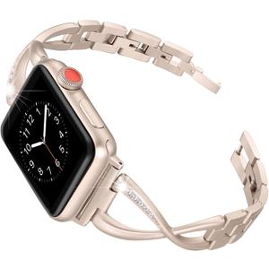 Secbolt Bands Compatible with Apple Watch Band Iwatch SE Series 10/9/8/7/6/5/4/3/2/1 Women Dressy Jewelry Stainless Steel Accessories Wristband Strap (38mm 40mm 41mm 42mm(Series 10), Champagne Gold)
