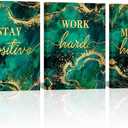 LevvArts Inspirational Wall Art Canvas Stay Positive Work Hard Make It Happen Sign Painting Modern Home Office Green and Gold Decor (Green)
