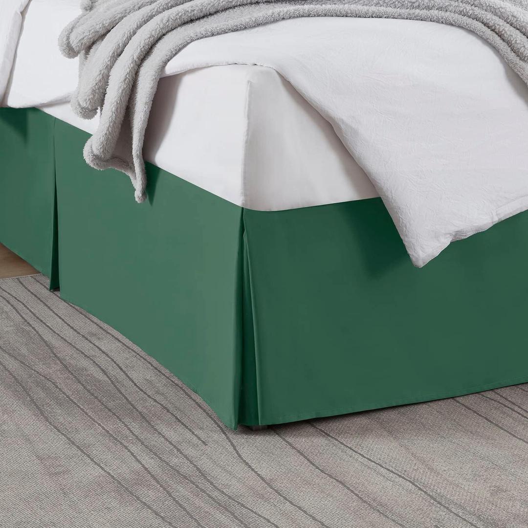 Nestl Hunter Green Bed Skirt King Size - King Bed Skirt 14 Inch Drop - Brushed Microfiber Bed Skirts - Hotel Quality Pleated Bed Skirt - Shrinkage & Fade Resistant