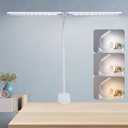 deaunbr LED Reading Light with Clip, Desk Lamp 48 LEDs 2600mAh Battery USB Rechargeable Book Lights Stepless Adjustable Brightness Eye Protection Table Lamps for Bed Headboard, Home, Office, White