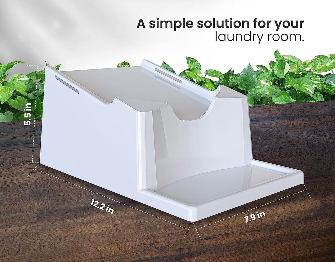 Skywin Laundry Detergent Holder Stand Organizer and Drip Tray for Room Organization, Non-Slip Soap Holder for Liquid Detergent (White, Pack of 2)