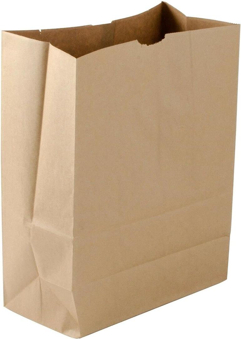 Large Heavy Duty Kraft Brown Paper Barrel Sack Bag, Grocery Bags,SOS Bags. 57 Lbs Basis Weight, 12 x 7 x 17-25/Pack