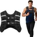 Weighted Vest, 6lb/8lb/12lb/16lb/20lb/30lb for Men, Women with Reflective Stripe, Weight Vests Adjustable for Workout, Strength Training, Running, Fitness, Muscle Building, Weight Loss (Black)