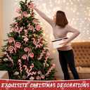 24 Pcs Christmas Tree Decoration Woolen Bells Candy Cane Design Shape Picks Red White Lollipop Curly Pick Ornaments Xmas Tree Topper for Party Vase Filler Home Office Decor