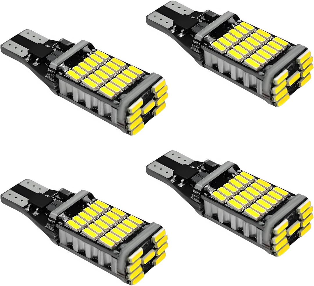Wevdn 4 PCS LED Reverse Lights, T15 4014 45SMD Back Up Light Turn Signal Bulb, 6500K Super Bright Stop Light Bulbs Brake Lights for Cars Trucks RVs, Universal Car Accessories (White)