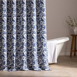 SLEEP ZONE Navy Leaf Shower Curtain Waterproof Curtains for Bathroom Decor Bathtub Farmhouse Shower Curtain 72"  72"