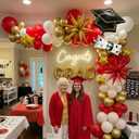 Red White Gold Graduation Balloon Garland Arch Kit with Graduation Star print Certificate Letter Foil Balloons for Graduate Class of 2026 Grad Prom party Decorations Supplies