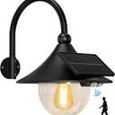 Aqonsie Solar Barn Light Outdoor with 3 Lighting Modes & Motion Sensing, Wall Mount Vintage Light, Waterproof Wall Light for Barn, Shed, Chicken coop, Porch, Patio (Black (1 Pack))