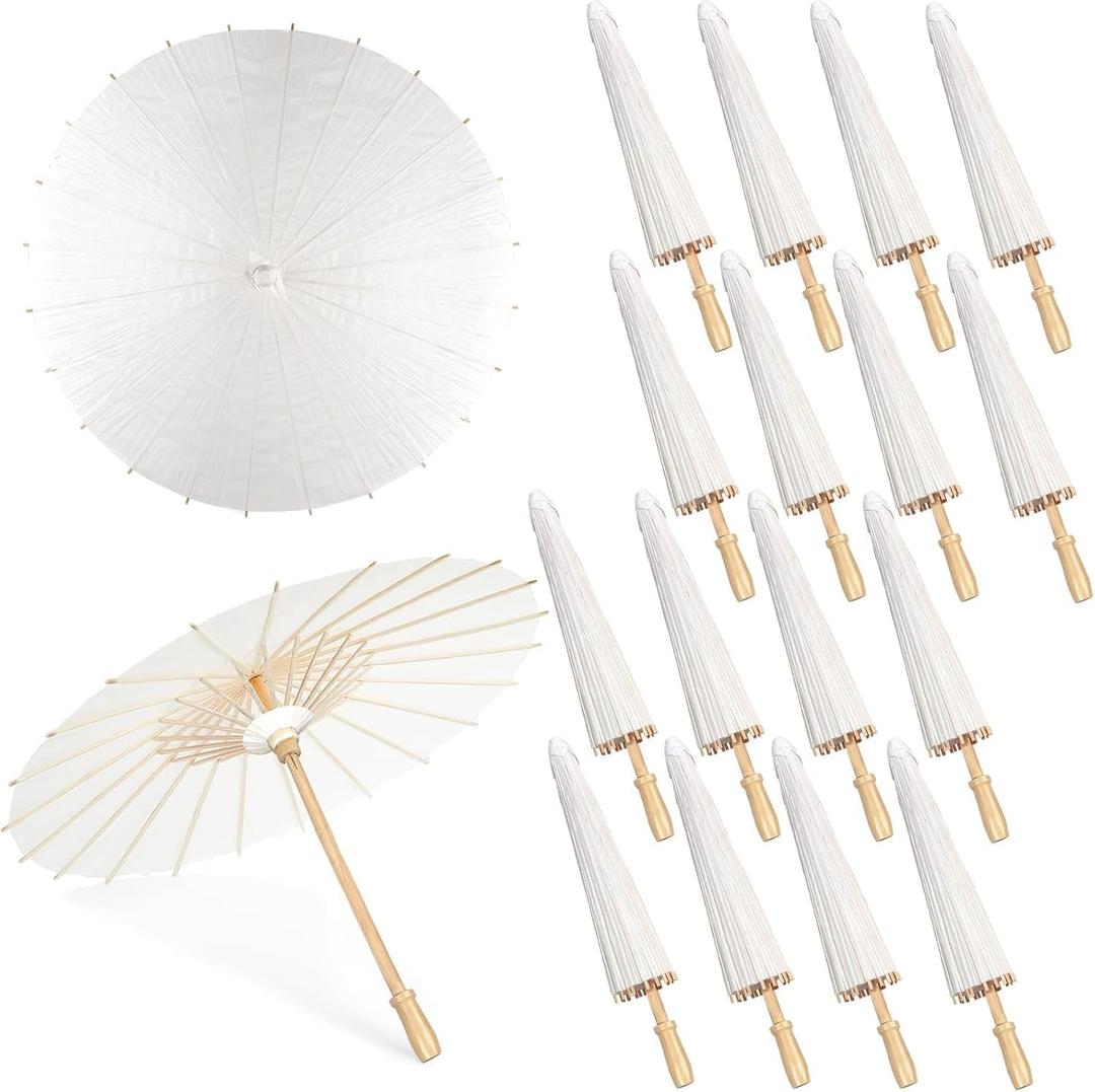 White Paper Umbrellas, 33 Inch Japanese Parasol for Weddings