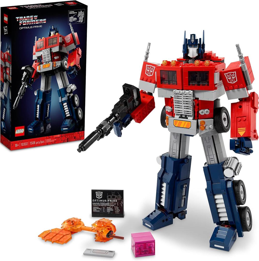 LEGO Icons Optimus Prime 10302 Transformers Figure Set, Collectible Transforming 2-in-1 Robot and Truck Model Building Kit for Adults, Perfect for Display or Play