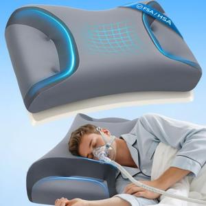 IKSTAR CPAP Pillow for Side Sleepers with Larger Cutouts – Adjustable Height Memory Foam – Fits Most Nasal/ Full-Face/ Pillow Masks – Helps Reduce Mask Pressure & Air Leaks – Cooling Washable Cover