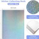 Large Reusable Sticker Book Collecting Album 8.511 Inch Sticker Storage Collection Organizer Book for Adult with 40 Sheets Letter Size Blank Release Paper and Holographic Cover (Dot)