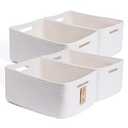 MiniArk Large Storage Baskets for Organizing, Closet Shelf Baskets for Clothes Blanket Towels, Baby Nursery, Toy Bins Box, Woven Rope Baskets, 17 x 13 x 7.5”, 4 Packs Off White