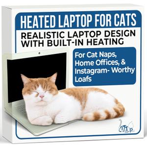 Cattop Cat Laptop Toy - Cat Computer with Heated Surface, Realistic Kitty Laptop with Adjustable Screen, Lightweight Toy Gadget for Felines Who Sit On Keyboards, Funny Gift for Pet Owners
