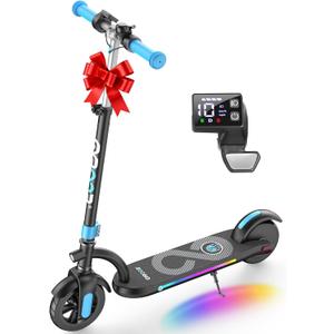 Gyroor H40 Kids Electric Scooter, 180W Motor, Up to 10 MPH, LED Display & Colorful Lights, Adjustable Height, for Boys & Girls Ages 8-12, Great Birthday Gift (Blue)