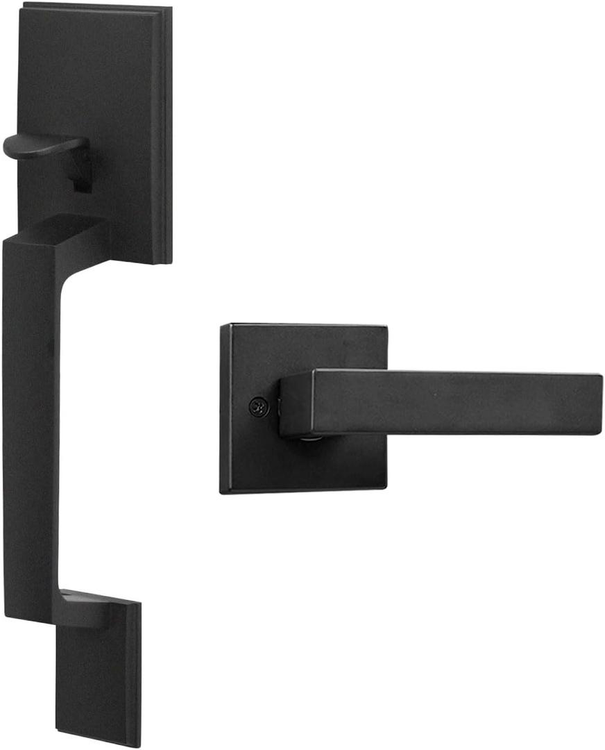 Aqara Front Door Handleset, Single Cylinder Exterior Door Entry Handle with Door Lever, Reversible for Right and Left Handed Sided Doors, Non-Locking, Ideal for Modern Doors Smart Locks