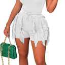 Fastkoala Women's Two Piece Outfits Casual Sleeveless Tracksuits Sets Sexy Crop Tops Summer Shorts Sweatsuits with Tassel White L