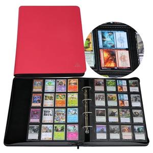 Rayvol 2000 Trading Card Binder, 16 Pocket D-Ring Card Binder Fit 2016 Cards - Large Card Collection Binder with Double-Sided Black Pages for TCG -Red
