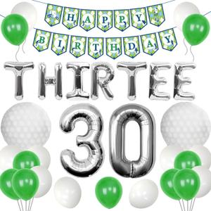 ThirTee Golf Birthday Balloons Golf 30th Birthday Decoration Sport Themed Party Supplies Men Boys Party Balloons Decoration