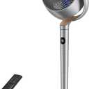 Dreo Fan for Bedroom, 120+120Omni-directional Oscillating Fan, 90ft, DC Motor, 20 dB Quiet Standing Pedestal Fans, 8 Speeds, 3 Modes Circulator with Remote, 35-40" Adjustable Height, 8H Timer (Silver)