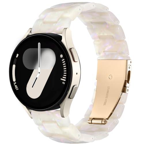 Lerobo Resin Band Compatible with Samsung Watch Bands 7 6 5 4 40mm 44mm for Women Men Galaxy Watch 4 6 Classic 42mm 46mm 43mm 47mm Galaxy 5 Pro 45mm Active 2 40mm 42mm, 20mm Watch Band Cream White