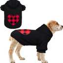 Dog Hoodie Dog Sweaters for Small Dogs Pet Clothes Black Buffalo Plaid Warm and Soft Breathable Cozy (S, Heart)