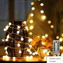 ZIMINGU LED Ball String Lights, 19.6FT 40LEDs Globe Waterproof Fairy String Lights with Remote Control USB Powered, Decorations for Indoor Party Wedding Christmas Tree Patio Balcony, Warm White
